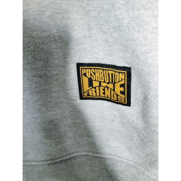 Line Friends X Pushbutton Sweatshirt Gray Love Bunny Cotton Oversized Size XS - Picture 4 of 5